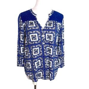 Anthropologie Blue and White Blouse